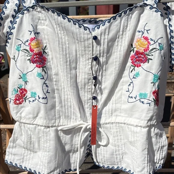 Hunter Bell Paisley embroidered cross stitch top NWT XL - Picture 2 of 3